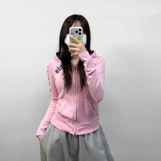 아베크롬비 아치 로고 후드집업 핑크