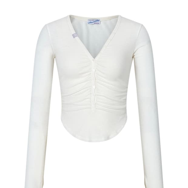 Nina Button Lace Long Sleeve Top (Ivory)