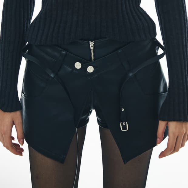 세터 피튼 레더 스커트 팬츠 오가닉 블랙 S