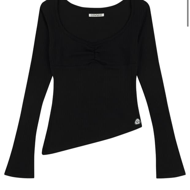 UNBALANCE SHIRRING TOP BLACK