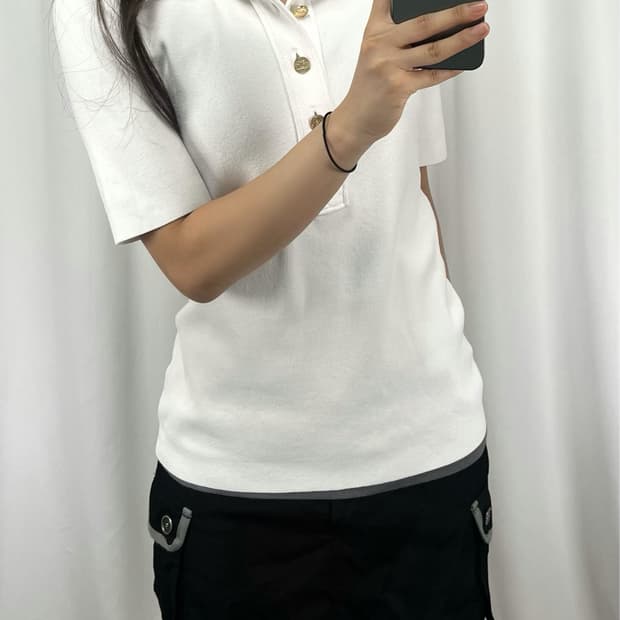 루이비통 레이온 금장 버튼 반팔