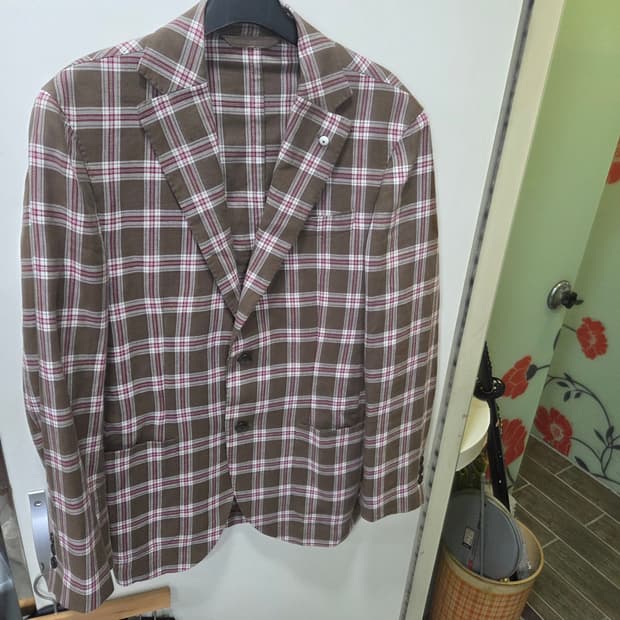 루비암 린넨 글랜체크 블레이져