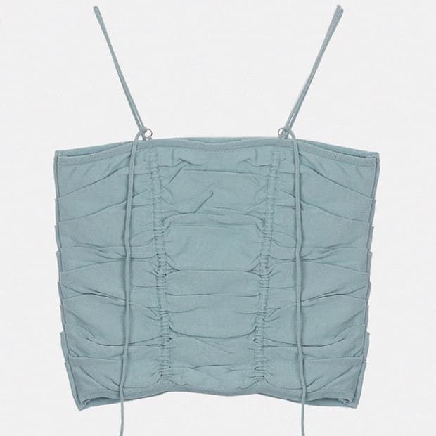 [르 LE] 셔링 뷔스티에 탑 (라이트 블루 / Free)