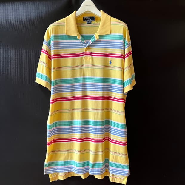 L) 90s 폴로 랄프로렌 피마코튼 페루 생산 피퀘 셔츠