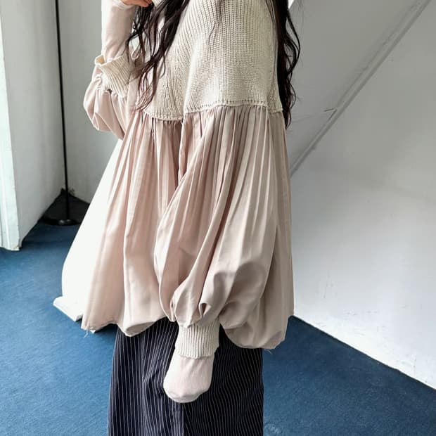 Panel design rib knit top