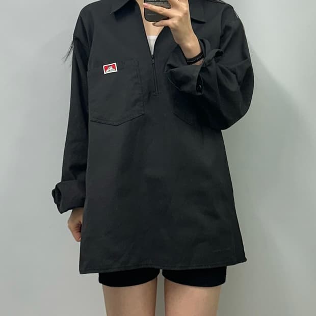 벤데이비스 블랙 반집업 카라 셔츠