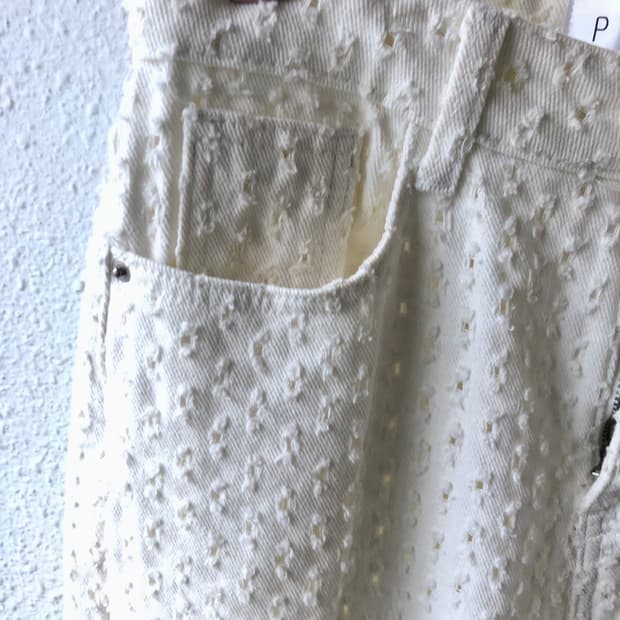 펑처 아이보리 와이드 팬츠 