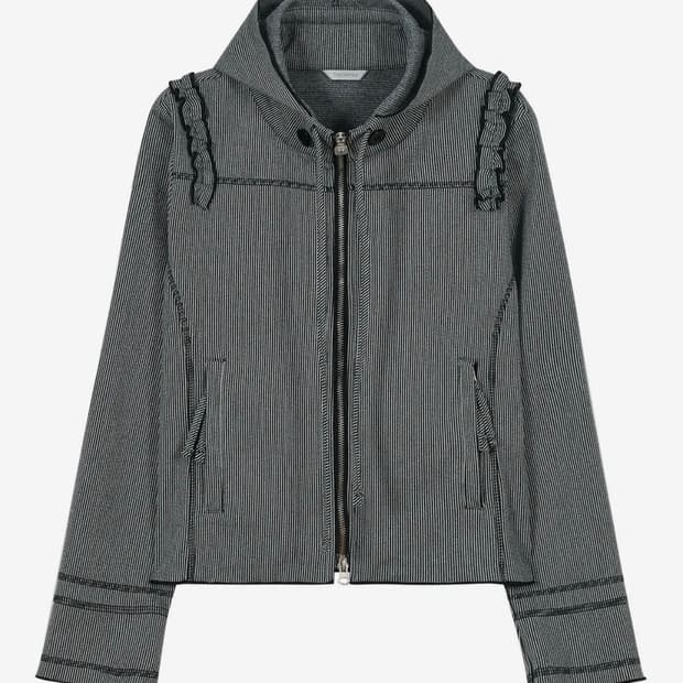 Ruffle Stitch Hoodie Jacket [Gray]