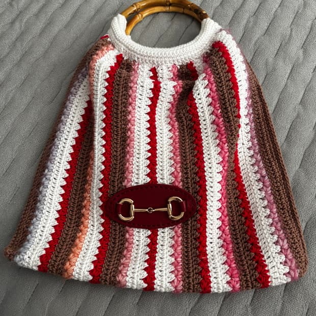 핸드메이드 코바늘 뜨개백 (구찌 홀스빗 무드)