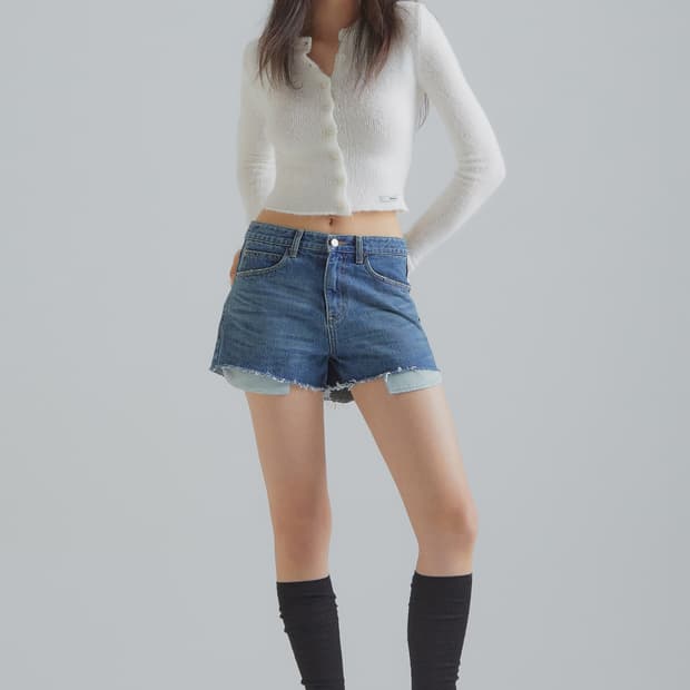 프랜틱서비스 디스트로이드 데님 쇼츠 블루