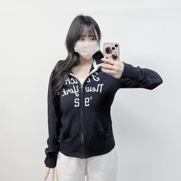 아베크롬비 피치 로고 후드집업 네이비