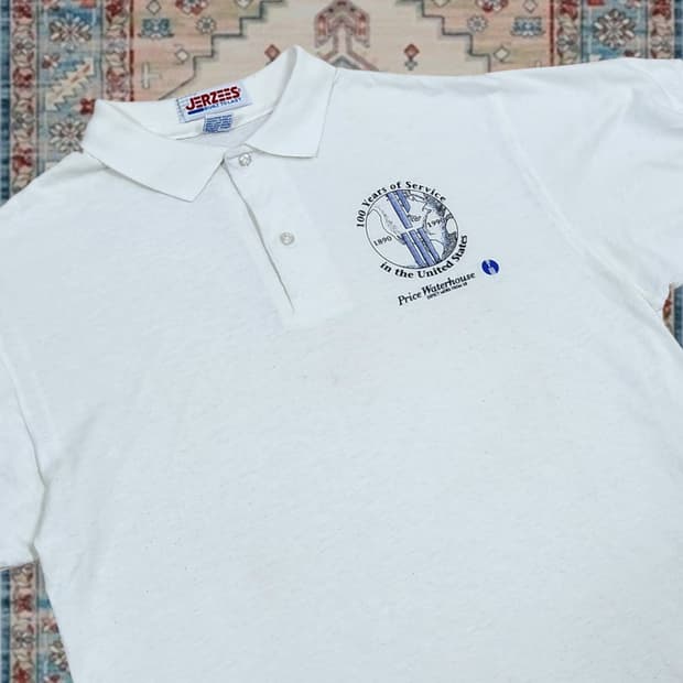 Made in USA Jerzees 90s 빈티지 화이트 카라티 M