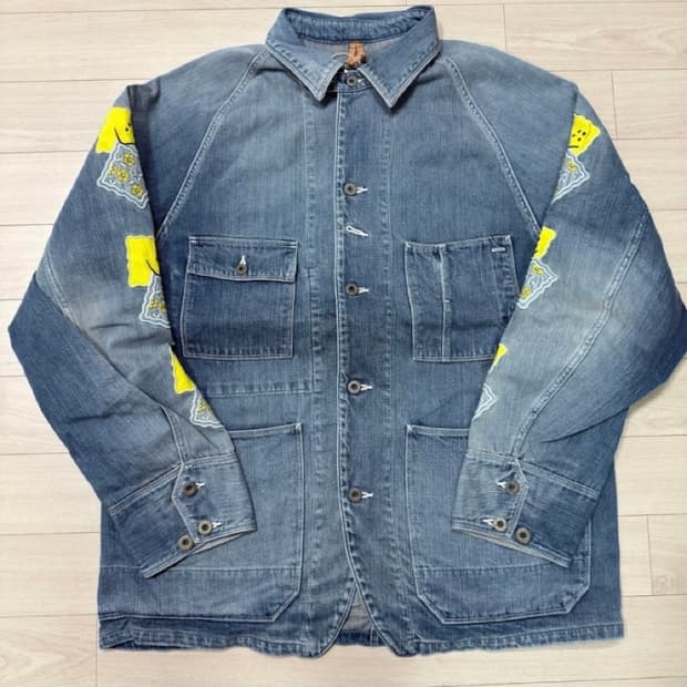 캐피탈 KAPITAL CACTUS 커버롤 스마일 패치 데님 자켓