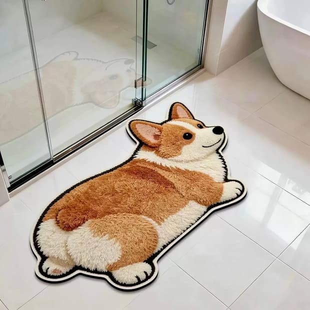 강아지 고양이 프린팅 규조토 욕실매트 M