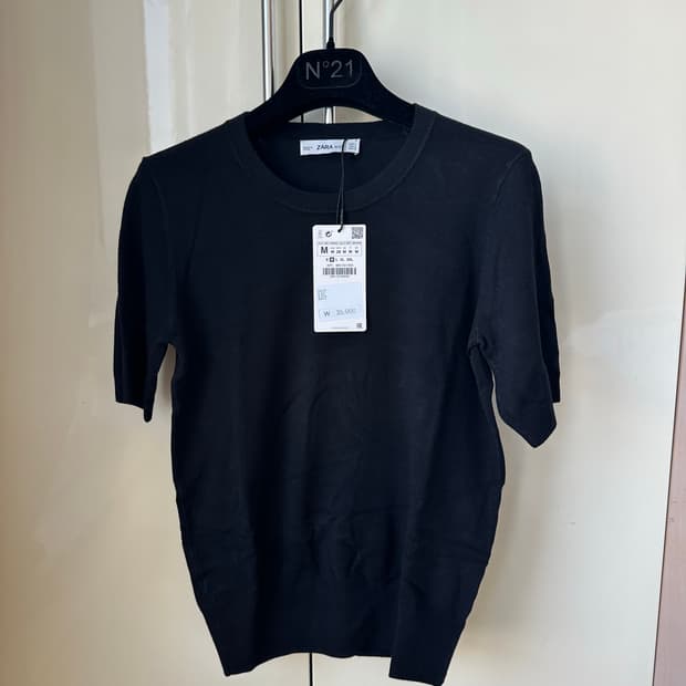 자라 니트 반팔 블랙/화이트