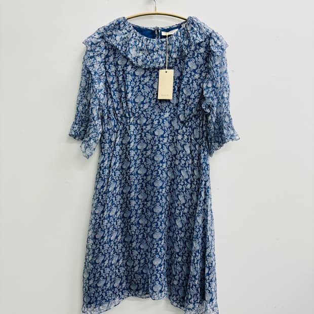 DOEN(도엔) 하이엔드 실크100% 플로럴 프릴 원피스