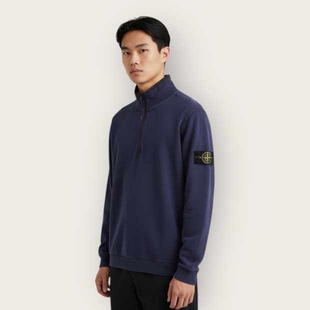 XL/ 스톤아일랜드 브러쉬드 오가닉 기모 하프집업