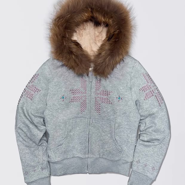 스컬프터 퍼 후드집업 S