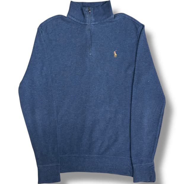 Polo Ralph Lauren 코튼 네이비 하프 집업 스웨터