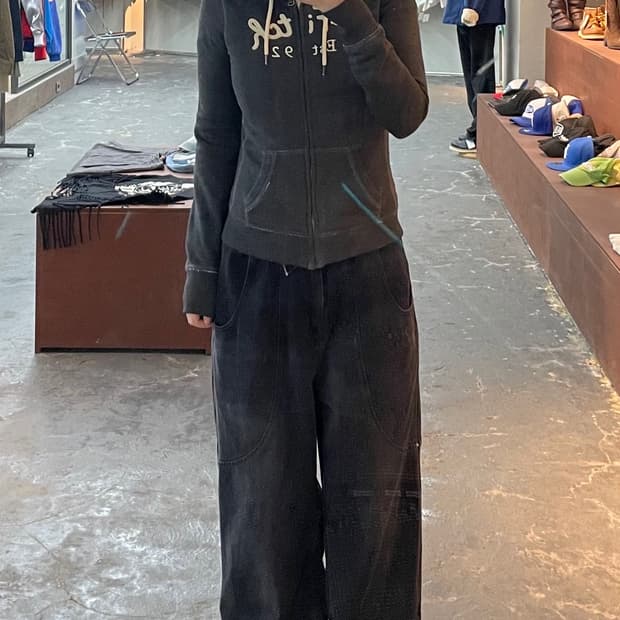 아베크롬비 로고 차콜 쉐르파 후드집업 H1219