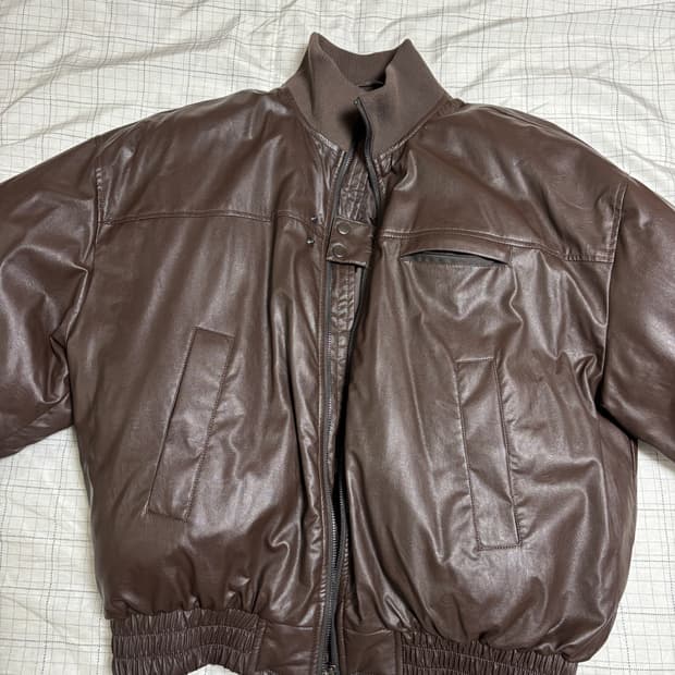 secondmono 레더 블루종 자켓 브라운 L