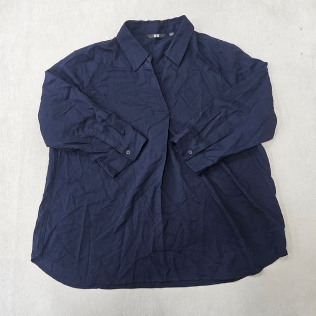 L 유니클로 레이온 스키퍼 칼라 셔츠0309Y