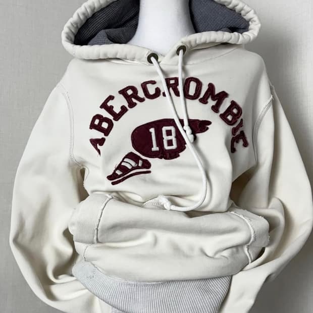 아베크롬비 후드 화이트버건디