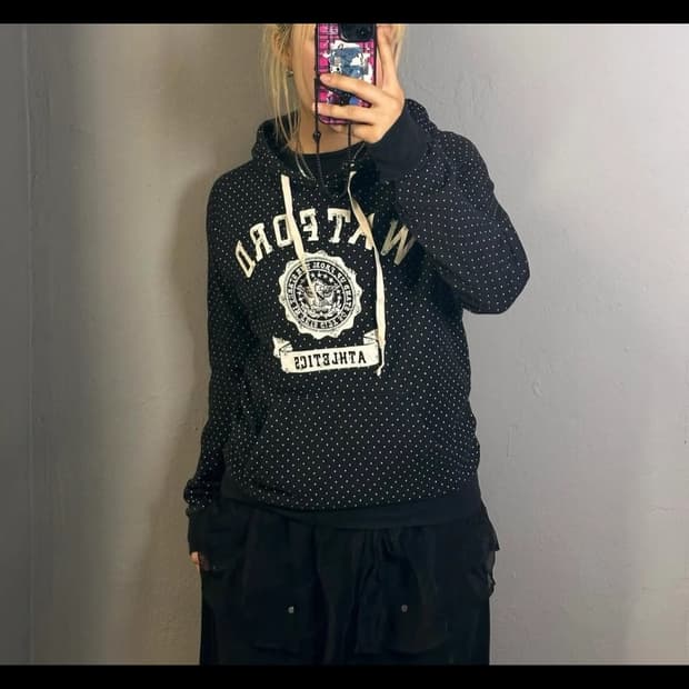 빈티지 도트 후디