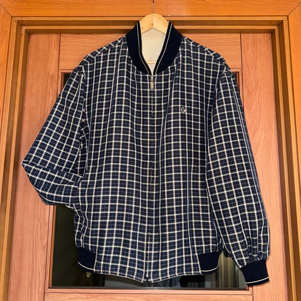 빈티지 체크 블루종 자켓 (L)  