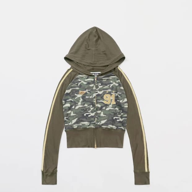 배드블러드 져지 후드 집업 카모 S