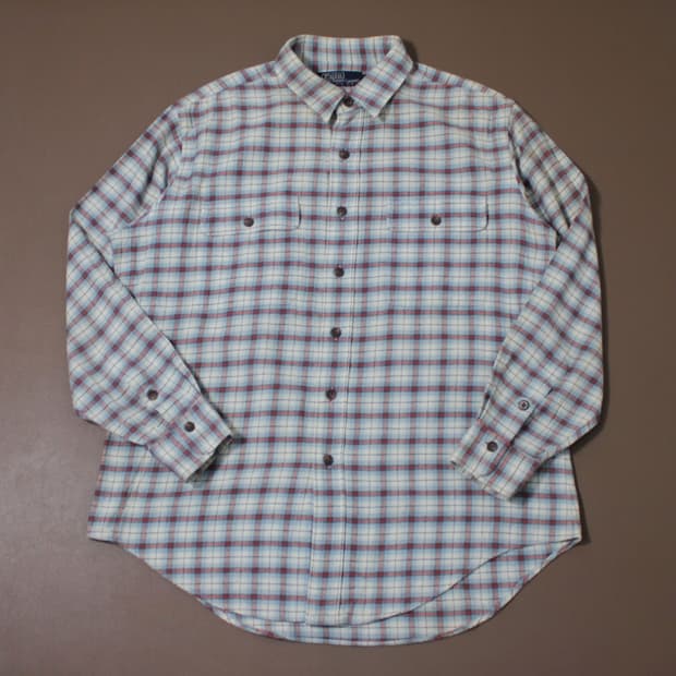 80's Polo 폴로 랄프로렌 (주)에스에치 라이트블루 체크 셔츠
