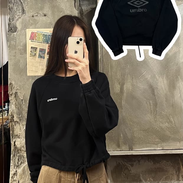 엄브로 크롭 맨투맨 블랙 XS #csz571