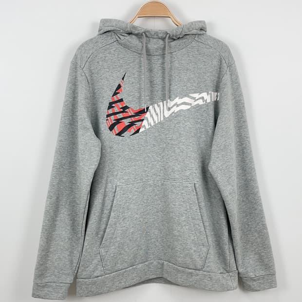 나이키(NIKE) 지브라 빅 스우시 그레이 후드티