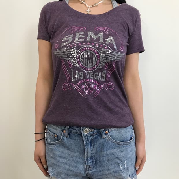 Jpn Purple Y2k Graphic Short Sleeve Tee