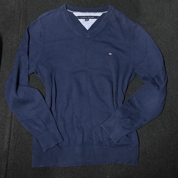 빈티지 타미힐피커 니트 탑 네이비