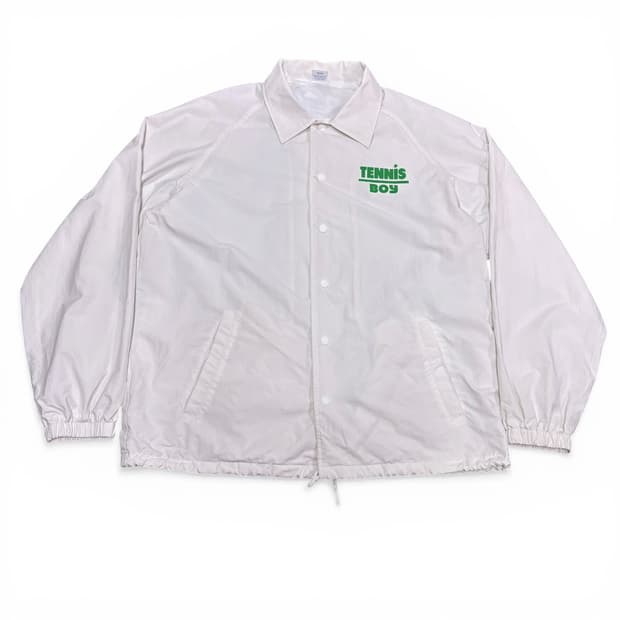 L 테니스보이클럽 화이트 나일론 코치자켓