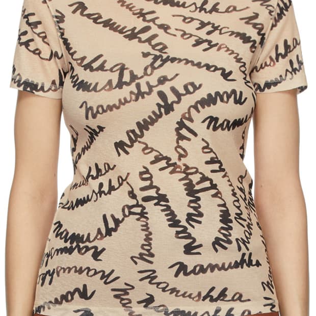 나누쉬카(Nanushka) 메쉬 저지 티셔츠