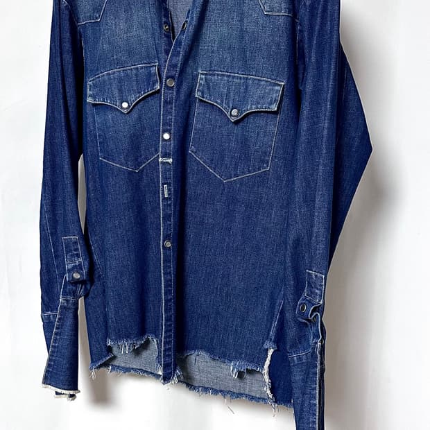 Greg Lauren “Spliced Denim 워시드 컷팅 셔츠