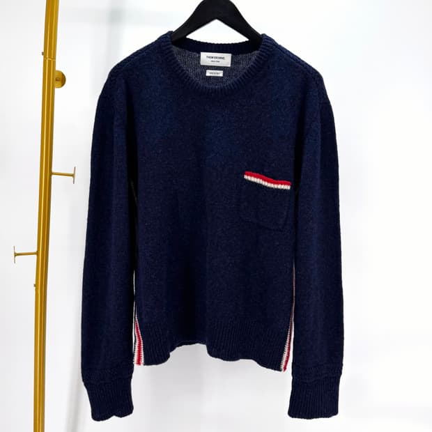 [5사이즈] 톰브라운 삼선 니트 스웨터 네이비 (MKA240A)