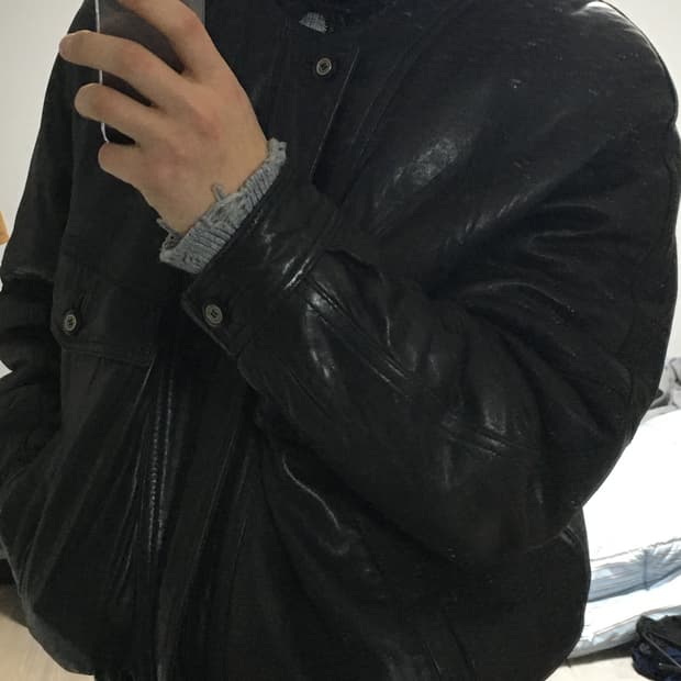 빈티지 램스킨 레더 봄버자켓