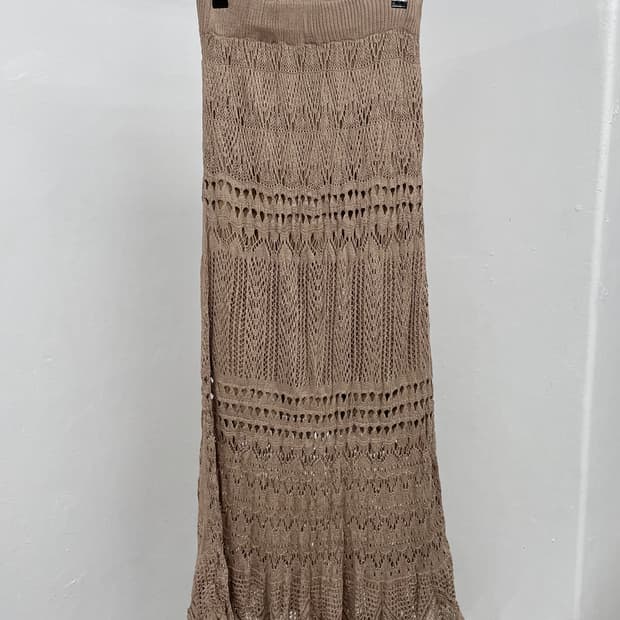 브라운 니트 짜임 스커트