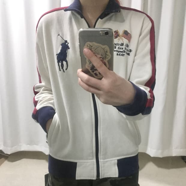 폴로 랄프로렌 빅포니 영국 GBR 그레이트브리튼 화이트 트랙 집업 져지