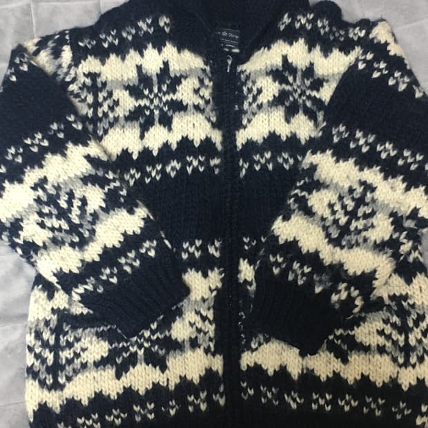 코위찬 니트 집업 가디건 네이비 