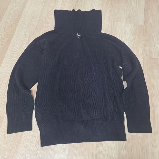 여성 반집업 니트