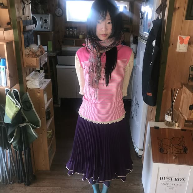 vintage purple pleats skirt