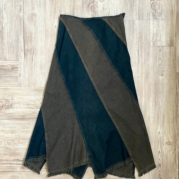 japan vtg 언발란스 트임 데님 스커트