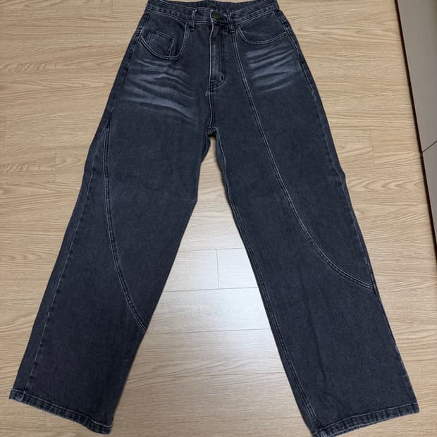 Dnsr 바지 웨이브 드롭 데님 블랙