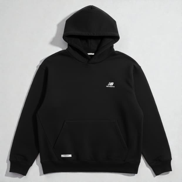 M)뉴발란스 스포츠 오프화이트 기모 후드티 블랙