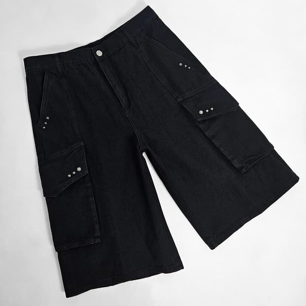 Lindel 웨스턴 리벳 워싱 카고 팬츠 (black)