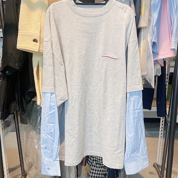 (정품/새상품) 발렌시아가 그레이 캠페인 레이어드 티셔츠